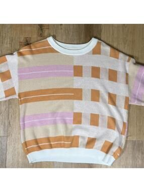 Multicolored Geometric Striped Knit Sweater – M/L